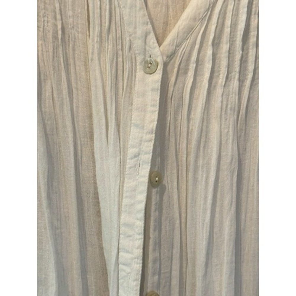 Blue Island White Cotton Lace Blouse Large Boho Button Front Crochet Trim - Picture 3 of 12